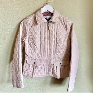 New York & Co Quilted Peplum Cream Jacket